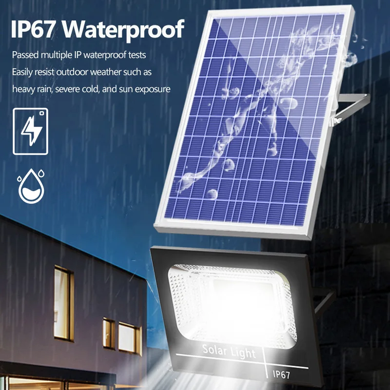 

300W Upgraded LED Solar Flood Lights Outdoor IP67 Waterproof 353 LED Auto On/Off with Remote Control for Yard Garden Path Patio