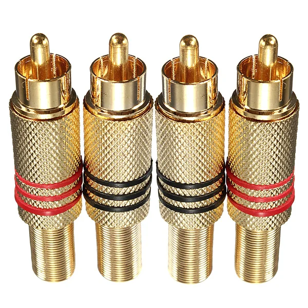 

4Pcs Gold Plated RCA Connector Plug Audio Male Connector With Spring Cable Protector