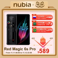 Nubia – téléphone portable Red Magic 6s Pro 5G, écran AMOLED de 6.8 pouces, Smartphone Gaming, Snapdragon 888 + 64M, Triple caméra, WIFI 6E 