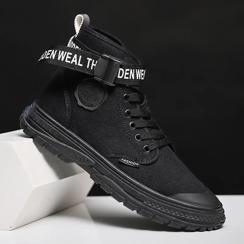 

2019 New Style MEN'S Shoes Autumn England Retro Martin Boots Short Boots Men Workwear Canvas Hight-top Athletic Shoes Dc86