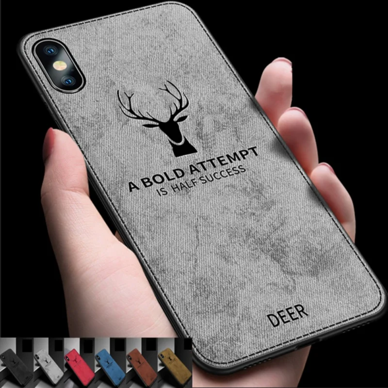 Защитный чехол с оленем для Iphone 6/6s/7/7 s/8/8 s, роскошный мягкий силиконовый+ тканевый чехол для Iphone Xr/x/xs/max