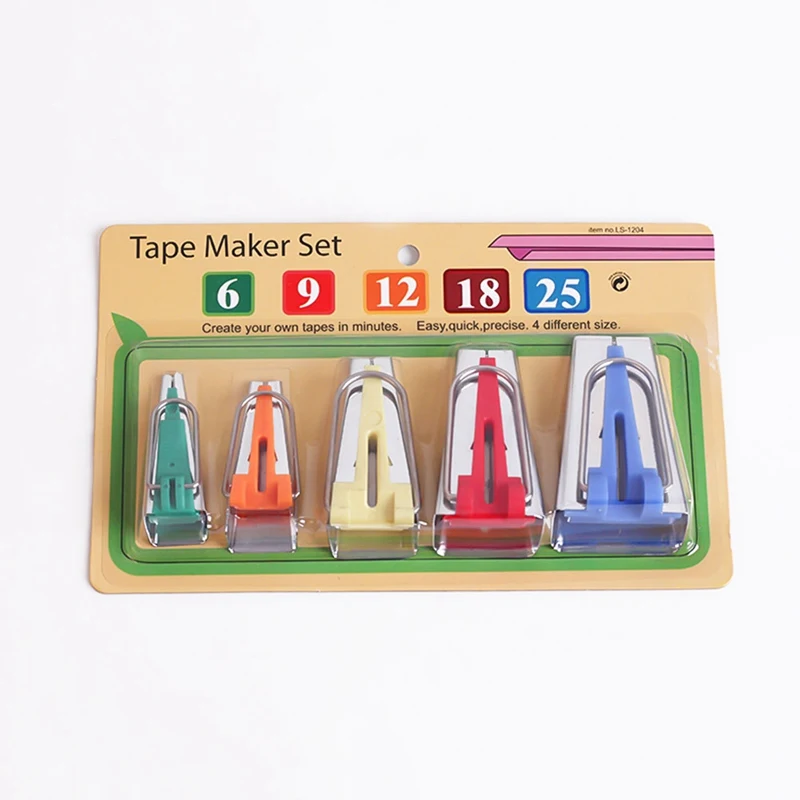 

For Bias Binding Tape Makers 6/9/12/18/25mm Bias Tape Makers DIY Fabric Crafts Bias Making Patchwork Sewing Quilting Tools 5pcs