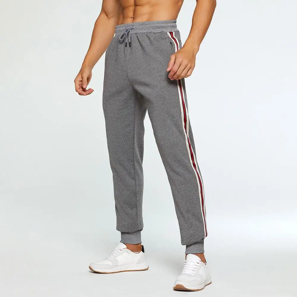 Плюс бархатные брюки мужские тренировочные брюки с завязками брюки мужские s Модные джоггеры Pantalon Homme шаровары мужской зимний теплый плюшевые брюки - Цвет: Grey LK46