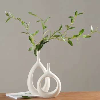 

Nordic ins creative white ceramic vase light luxury home living room countertop dried flower flower container home decoration