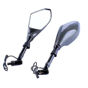 

10mm Universal Rearview Side Mirrors with LED Turn Signal For Kawasaki Z750 Fit Ducati Monster 600 750 Fits Honda Moto Scooters