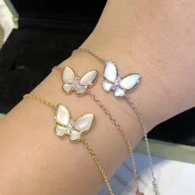 Модная натуральная оболочка браслет с бабочкой браслет с фигуркой животного для женщин цепочка из розового золота Романтический бабочка браслет ювелирные изделия для женщин