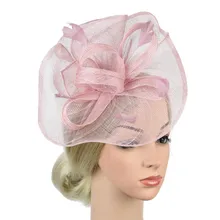 European Style Lady Retro Exaggerated High-end Hemp Hat Elegant Hat Strap Flower Feather Party Hat Hair Accessory