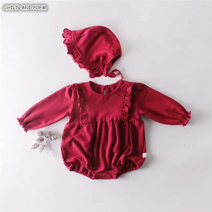 

Baby Girl Clothes Autumn Spring Newborn Baby Clothes With Hat Cotton Christmas Baby Romper For Girls Jumpsuit Baby Girl Romper