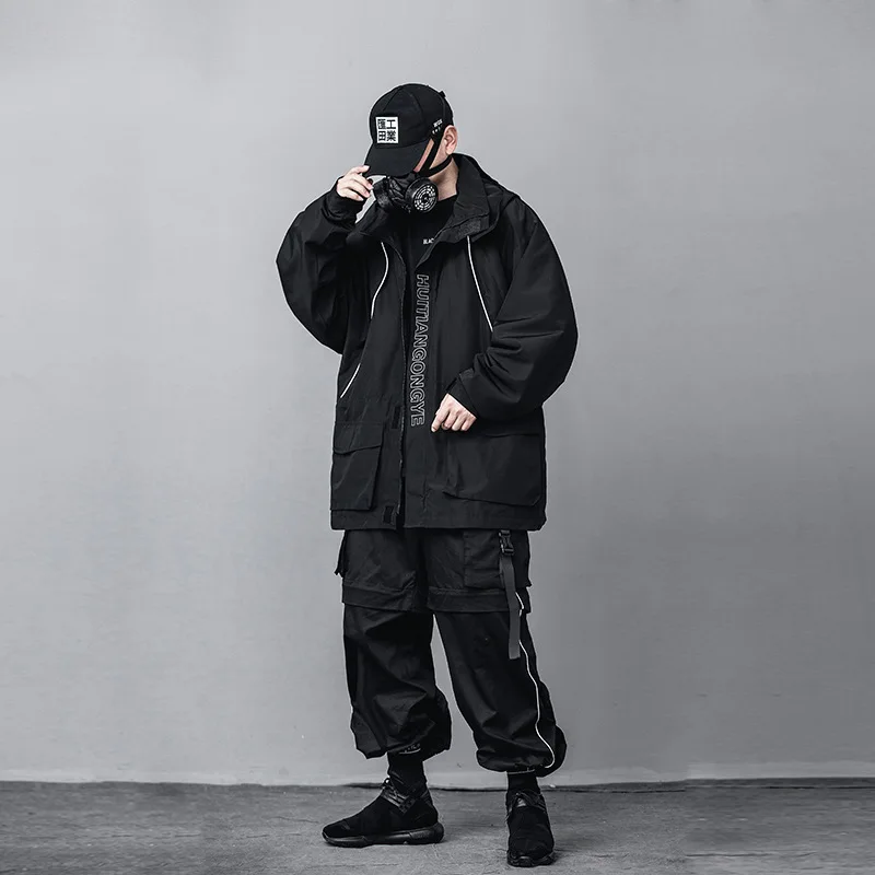 70% OFF 2020 New Fashion Tactics Jackets Coats Men Casual Streetwear Windbreaker Oversized Black Multi-pocket Cargo Coats US Size DG531