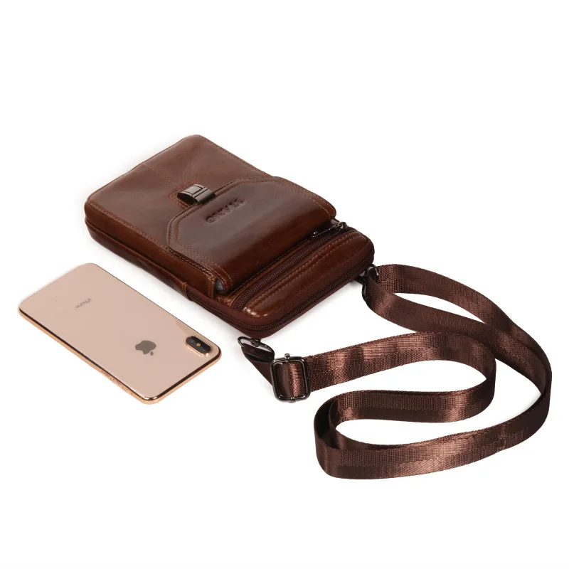 YI'ANG бренд 7' сотовый мобильный телефон Удар сумка из натуральной кожи мужские маленькие сумки через плечо ремень крест поясная сумка Повседневная
