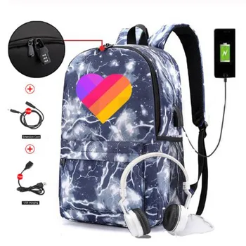 

Russia Likee App "LIKEE 1 (Like Video)" Men Anti-theft Backpack USB Charging Bags Heart Cat School Bags for Teenage Girls