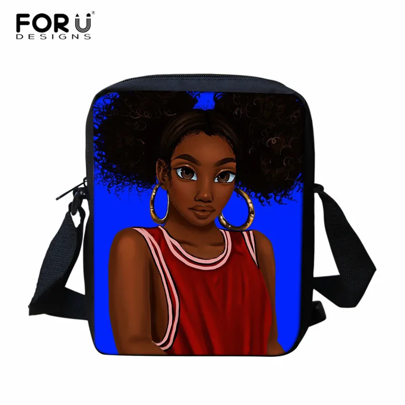 FORUDESIGNS Cross сумка для девочек африканская темнокожая девушка печать детская сумка-почтальон мини афро леди женская маленькая через плечо сумки Bolso - Цвет: Z5151E