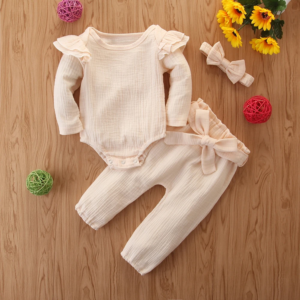 Г. Весенне-осенняя одежда для малышей Рождественский подарок для новорожденных мальчиков и девочек, комбинезон с поясом, штаны, одежда костюм для подвижных игр, комплект одежды из 3 предметов