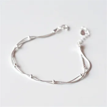 

DI-368 925 Sterling Silver Double layer Round Bead Charm Bracelets Bracelets &Bangle For Women Party Wedding Jewelry