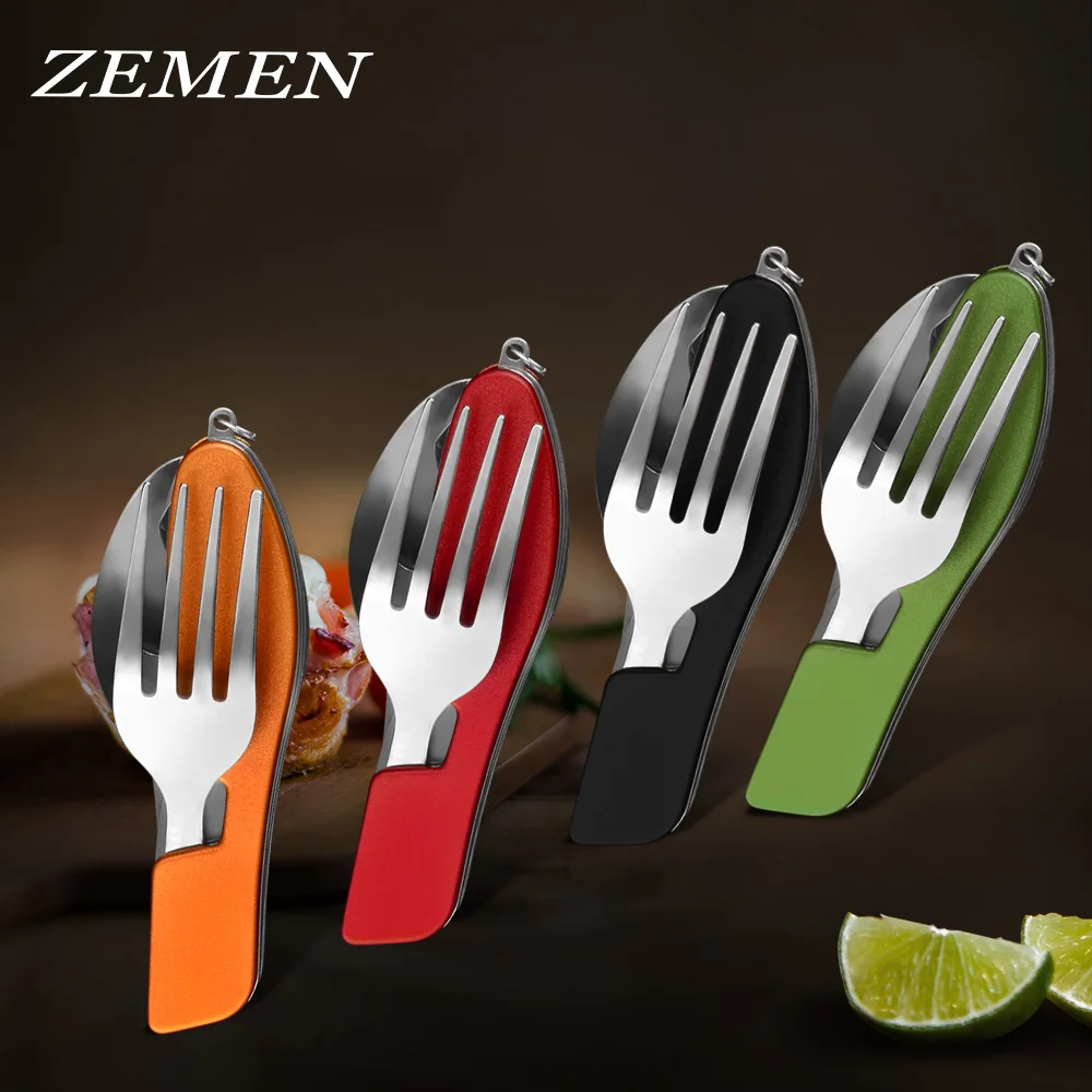 

ZEMEN Tableware Fork Knife Cutlery Set Cake Salad Vegetable Forks Stainless Steel Portable Dinnerware Travel Camping Picnic Tool