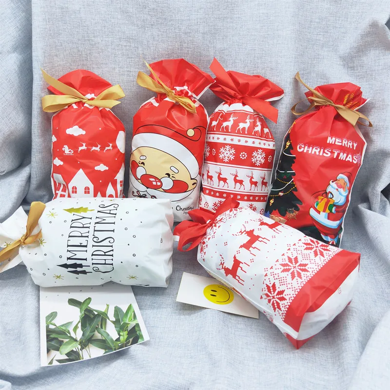 

12pcs Merry Christmas Gift Bags Santa Claus Xmas Tree Packing Bags Happy New Year 2020 Christmas Candy Bags Navidad 2019 Noel