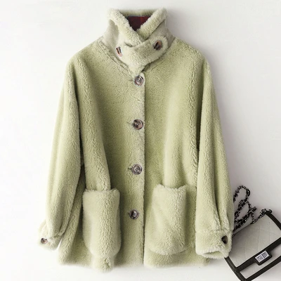 Keke Real Fur Coat Female Winter Jacket Women Clothes Korean Short Sheep Shearing Jacket Vintage Warm Wool Coat Tops Hiver FR305 - Цвет: Keke