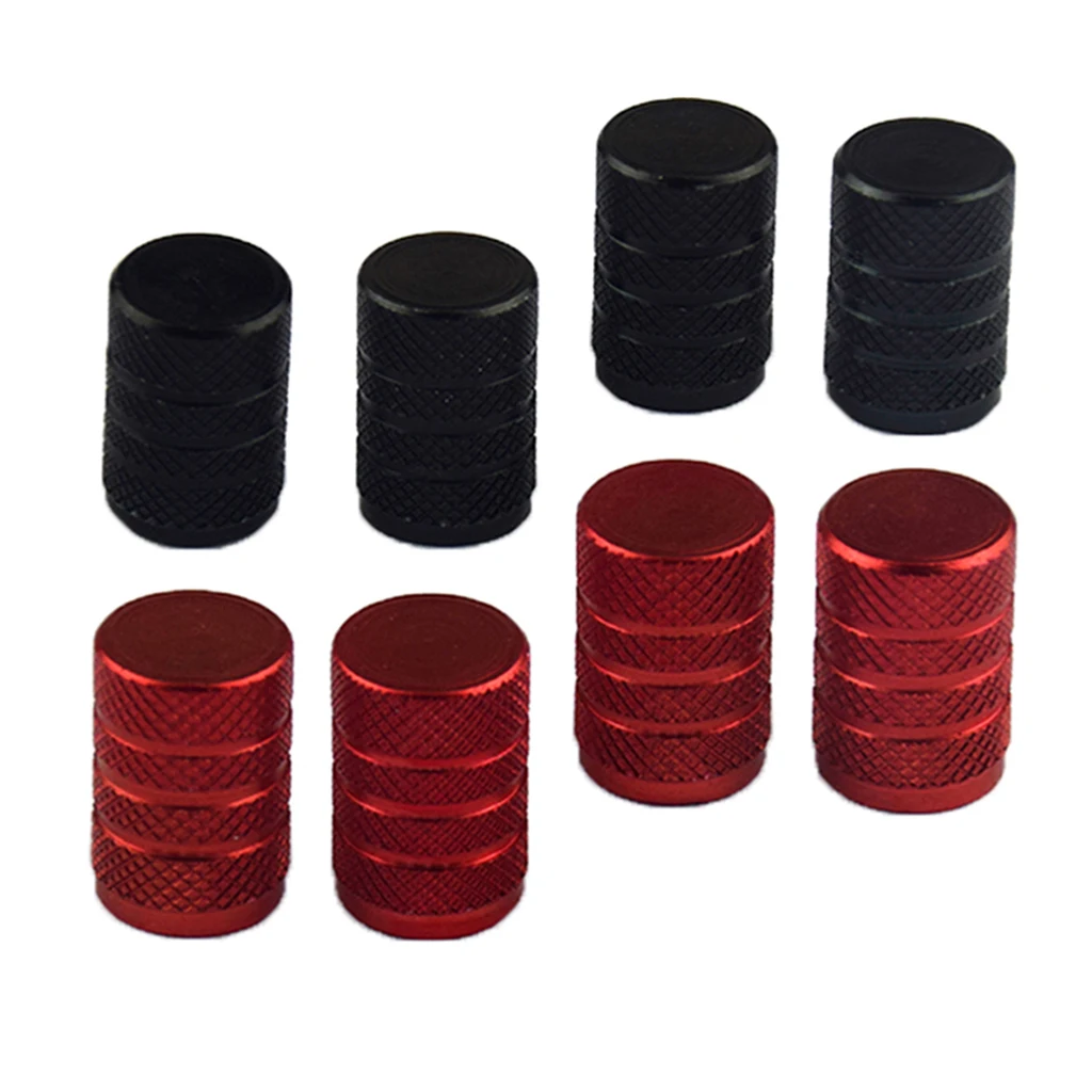 8 Pack Car Bike Wheel Tire Valve Stem -in Dust Cap Aluminum Black+Red