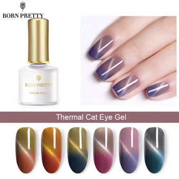 

BORN PRETTY 6ML Thermal Magnetic 3D Cat Eye Chameleon Glitter Gel Polish Temperature Color Changing Soak Off UV Gel Varnish