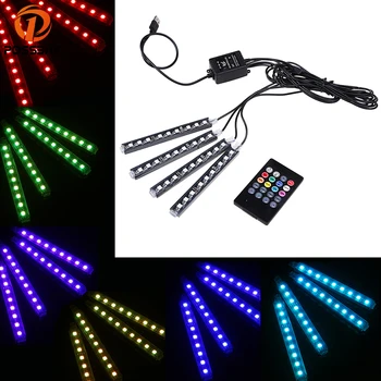 

POSSBAY 4x RGB 9/12/18 LED Voice Music Remote Control Decoration Lamp RGB Colors Interior Floor Decorative Light Strip
