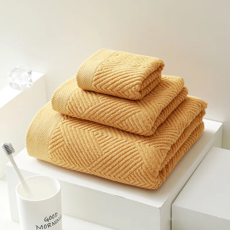 Cotton Bath Towels Set Soft Solid Color Women Large Face Towel Highly Absorbent Bathroom Towels Adults Hand Washcloths 3Pcs bath towels cotton towel cotton face towels