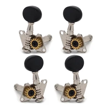 

2R2L Ukulele Tuning Peg 4 String Guitar Tuning Peg keys Tuners Machine Head Small oval Concave Black Button