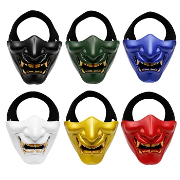 

2020 New Cosplay Half Face Mask Kabuki Samurai Devil Tactical Halloween Party Festival Prom COS Devil Horror Face Party Masks