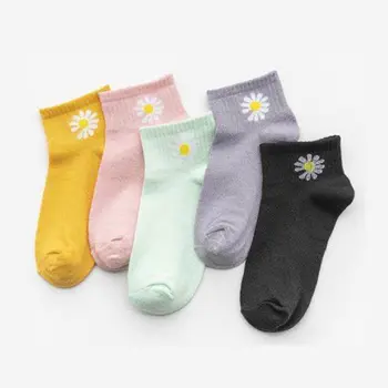 

5 pairs Funny Cute Japanese High School Girls Cotton Loose Striped Crew Socks Colorful Women Harajuku Designer Retro Short Sock