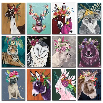

Diamond embroidery Cross stitch Animal owl bear 3D Diamond mosaic donkey parrot Full Square Diamond painting colorful deer tiger