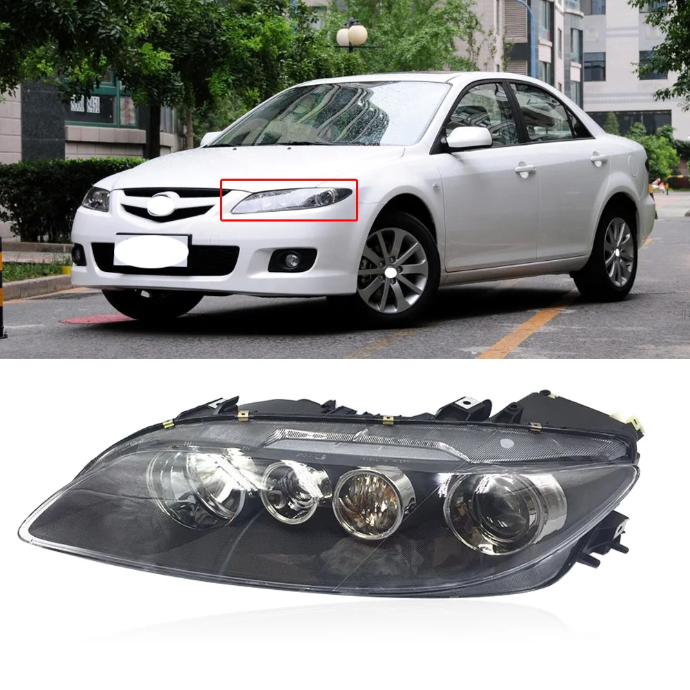 CAPQX 1 шт. для Mazda 6 Mazda6 2003 2015 передняя фара Головной фонарь в сборе черный задник +