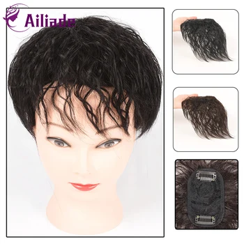 

AILIADE Women Toupee Hair Natural Topper Hairpiece Top Hair Piece Curly Corn Beard Hair Synthetic Replacement Clip Closure Wig