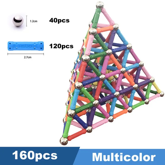 50 шт.-280 шт. магнитные игрушки металлические шарики магнитные дизайнерские строительные блоки строительные игрушки для детей развивающие игрушки - Цвет: Multicolor-160pcs