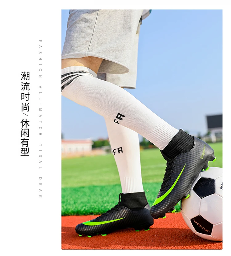 Men Football Shoes Soccer Cleats Boots Long Spikes TF Spikes Sneakers Soft Indoor Turf Futsal Soccer Shoes Men Zapatos De Futbol