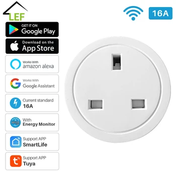 

UK 16A Smart Plug Wifi Smart Socket Energy Monitor Timing Function Smart Life APP Remote Control Works With Alexa Google Home