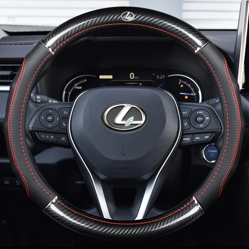 Чехлы для руля из углеродного волокна и кожи 38 см Lexus CT LX GX LM IS GS ES LS UX NX RX|Чехлы на руль| |