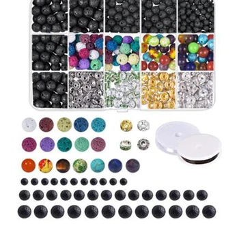 

Lava Jewelry Set Spaced Bead Bracelet Elastic Rope Suitable for Diffusion Essential Oil Adult DIY Jewellery Making Supplies