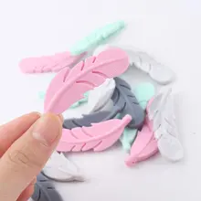 Anneau de dentition en Silicone pour nouveau né, perles de plumes, accessoires faits à la main, jouets pour nourrissons, cadeau pour bébé, jouets de qualité alimentaire 
