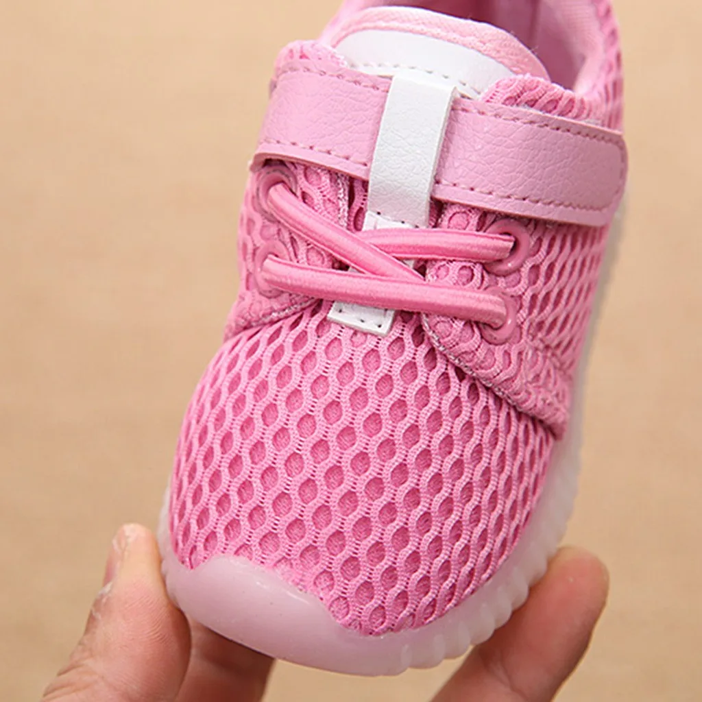 SAGACE; детская обувь для малышей; унисекс; сетчатый светодиодный светильник; Светящиеся кроссовки; модная детская спортивная обувь на липучке для бега