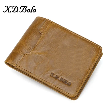 

XDBOLO 100% Genuine Leather Men Wallet Small Zipper Pocket Wallet Men Leather Portomonee Men Wallets Male Card Holder Purse