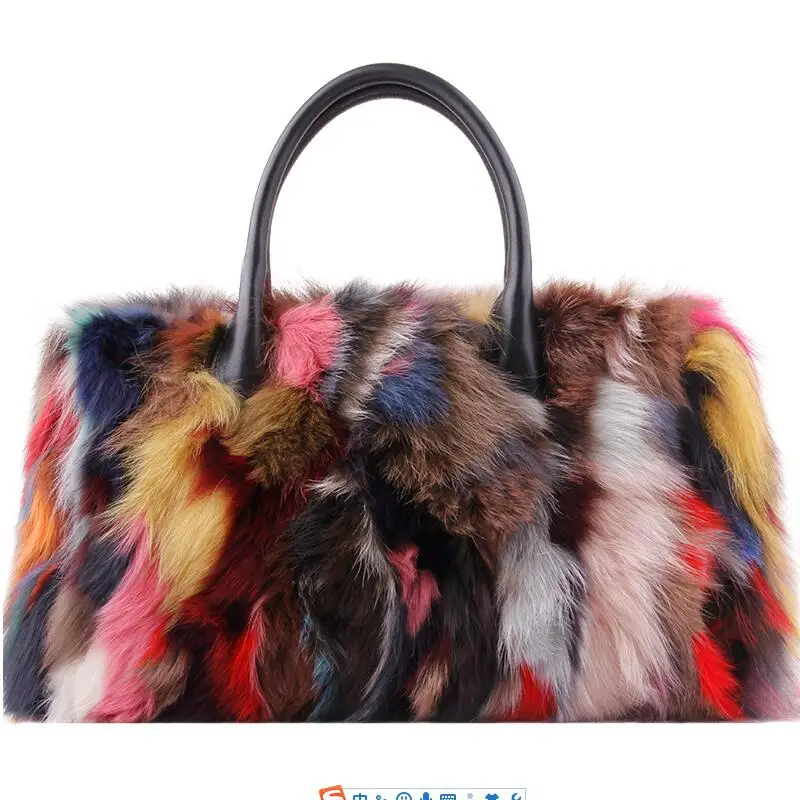 

Genuine Leather women bags for women Fox fur leather handbag 2019 winter new fur bag color handbag