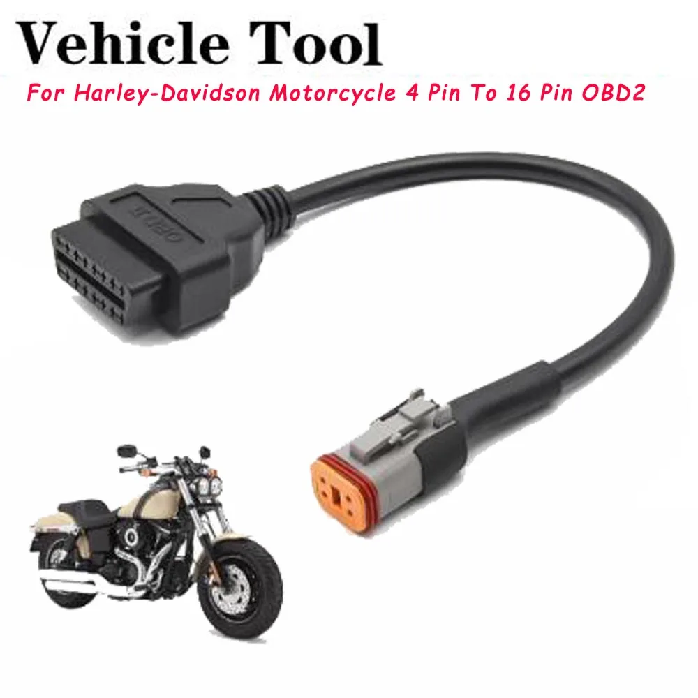 For Harley Davidson Motorbike 4Pin to 16Pin Cable Adapter Diagnosis Tool Scanner 