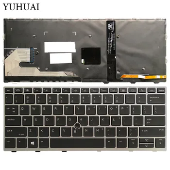 

New US Backlit Laptop Keyboard for HP 730 g5 735 G5 830 G5 836 G5 with Mouse Point L07666-001 silver frame