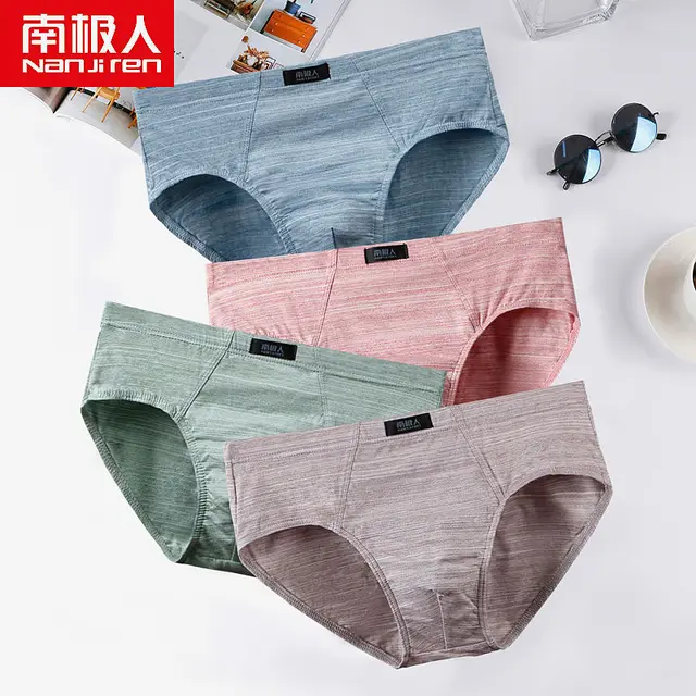 4Pcs/Lot New Men Briefs Cotton Underwear Men's Panties Underpants Male Comfortable Panties Sexy Men Shorts Man Bikini Briefs Hot Blue