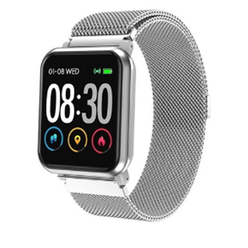 Silver steel strap Reloj Mujer Смарт часы с измерением давления шагомер водонепроницаемый для бега, фитнеса браслет человек фитнес трекер часы Спорт - Цвет: Silver steel strap