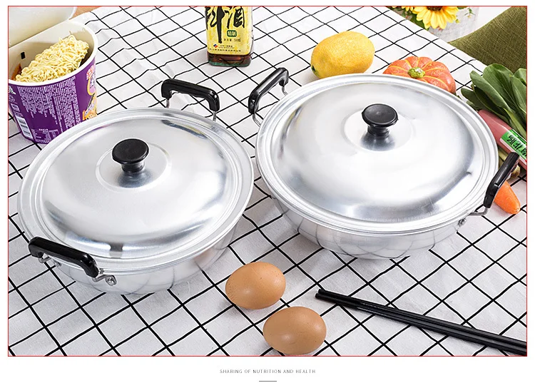 Корейский старый стиль небольшой алюминиевый горшок утолщенный суп горячий горшок с двойными ушами ramen stewpot лапша мини приготовления бытовой газовой плиты