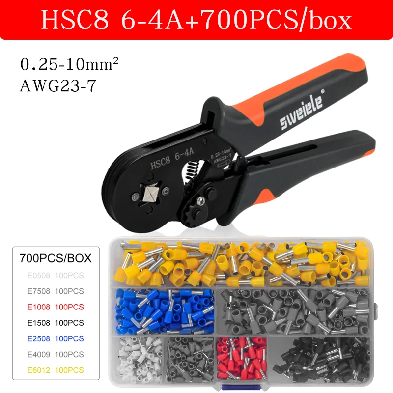 Tubular Terminal Crimping Tool Crimping Pliers   HSC8 6-4A 0.25-10mm²/6-6A 0.25-6mm²  Hand Tool Mini Wire Ferrule Fixture Kit woodriver planes Hand Tools