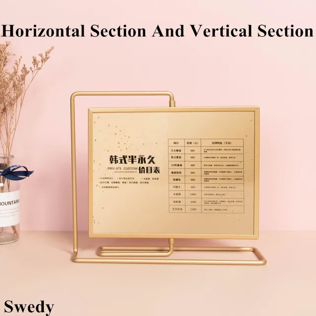 Double Side Rotating Metal Acrylic Sign Holder Display Stand Ad Picture Flyer Frame Restaurant Menu Price Listing Holder Stand 3