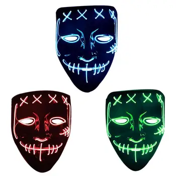 

2020 Horror Mask Safe Wear-resistant LED Luminous Role-play Face Cover Glow Prop Facial Shield For Halloween Masquerade
