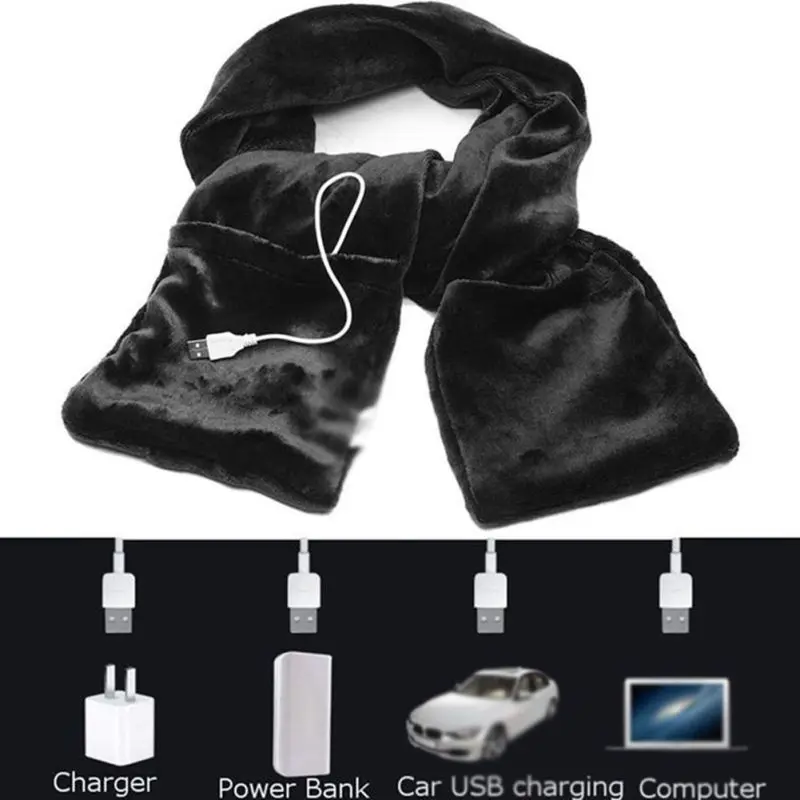 Домашняя шаль с подогревом, плюшевый шарф с электрическим подогревом, зимний портативный теплый шарф с питанием от USB