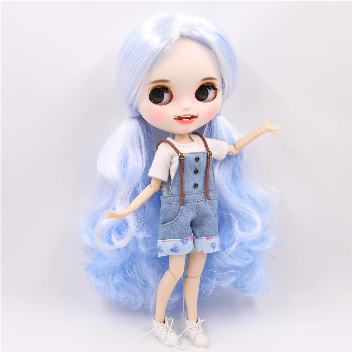 Neo Blythe Doll Blue Overall With White Shirt 1